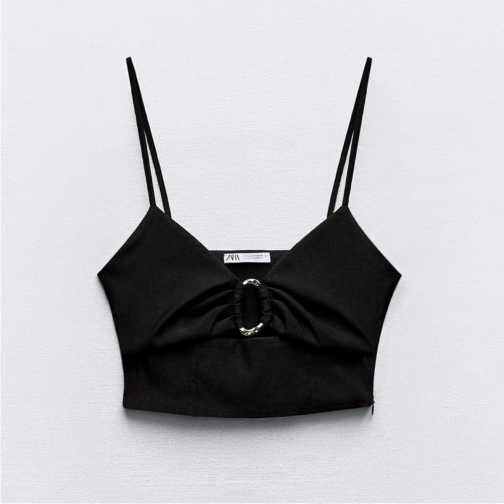 Zara Black Crop Women's Top